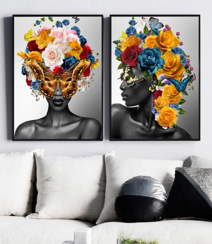 עותק של זוג תמונות קנבס מעוצבות "Gold & Black Women" | תמונות לבית | תמונות לסלון ולמשרד