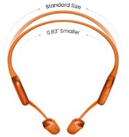 אוזניות ספורט אלחוטיות מוליכות עצם Shokz OpenRun Pro 2 Mini – שתי יחידות כתומות בהשוואת גדלים על רקע לבן
