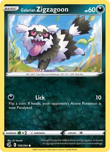 קלף בודד single פוקימון - galarian zigzagoon - Fusion Strike - 159/264