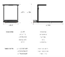 הליכון מתקפל +WalkingPad R3 Hybrid – תרשימים טכניים של ההליכון מקופל ופתוח עם נתוני מידות