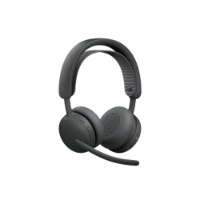 אוזניות Logitech Zone Wireless 2 Es Teams Version with Receiver – פריט בודד של אוזניות אפורות כהות עם מיקרופון בום