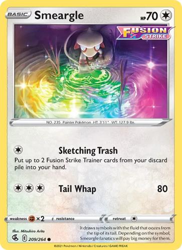 קלף בודד single פוקימון - smeargle - Fusion Strike - 209/264