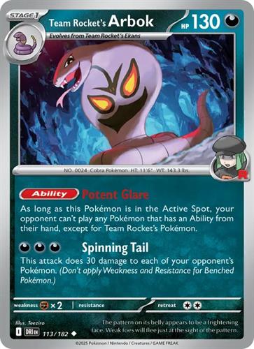 קלף בודד single פוקימון - team rocket's arbok - Destined Rivals - 113/182