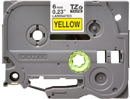 סרט סימון שחור על רקע צהוב Brother TZe611 Labelling Tape Cassette 6mmx8m