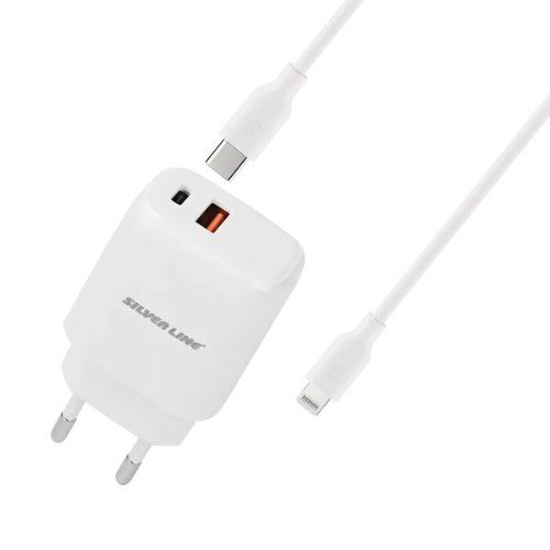 מטען Silver Line MWC250PQ לקיר בהספק 25W כולל כבל Lightning