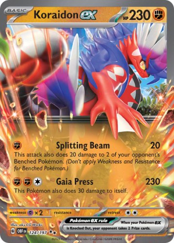 קלף פוקימון בודד single - KORAIDON EX – OBSIDIAN FLAMES – 124/197