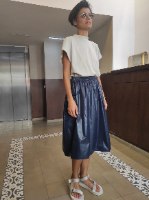 חצאית מניילון יפני - כחול נייבי