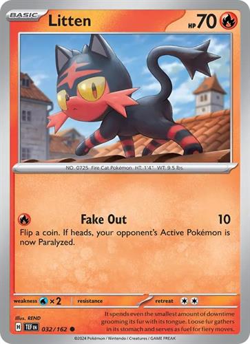 קלף בודד single פוקימון - litten - Temporal Forces - 032/162