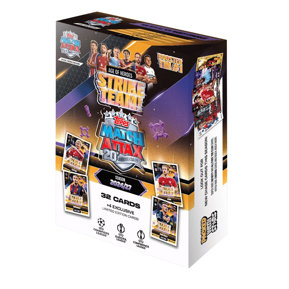 קופסת פח קלפי ליגת האלופות 2026/27 Match Attax Booster Tin Strike Team