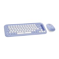 סט מקלדת ועכבר אלחוטיים צבע לילך Logitech Pop Icon Combo – מקלדת אלחוטית ועכבר אלחוטי לילך מונחים יחד על רקע לבן