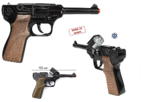אקדח פיקות משטרה ברטה ארוך - Gonher  Pistola Giocattoli Luger 8 Colpi in metalo