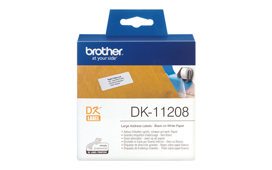 מדבקת נייר שחור על רקע לבן Brother DK11208 Label Roll 38mmx90mm