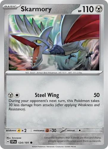 קלף בודד single פוקימון - skarmory - Surging Sparks - 124/191
