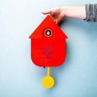 שעון מטוטלת קוקייה עם מנגנון שקט Cuckoo Clock – אדום - מארז לא מושלם