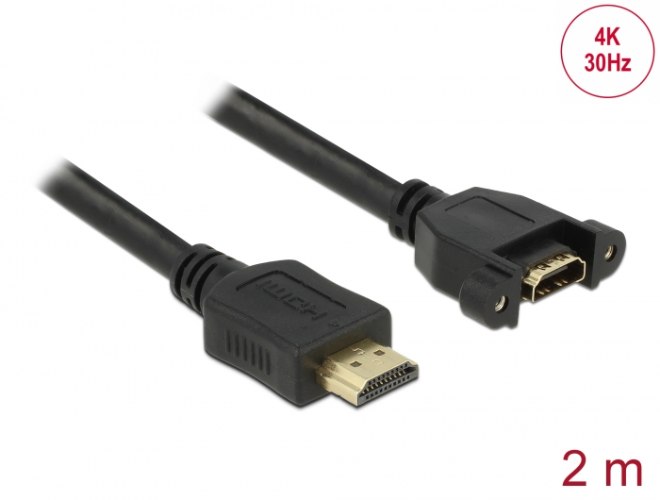 כבל מאריך לפאנל Delock Extension Cable HDMI Panel-Mount 4K 30 Hz 2 m