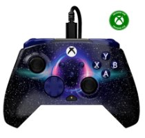 בקר משחק חוטי Turtle Beach Rematch Advanced Wired Dark Cosmos – מבט מלמעלה על הבקר עם הדפס כוכבים