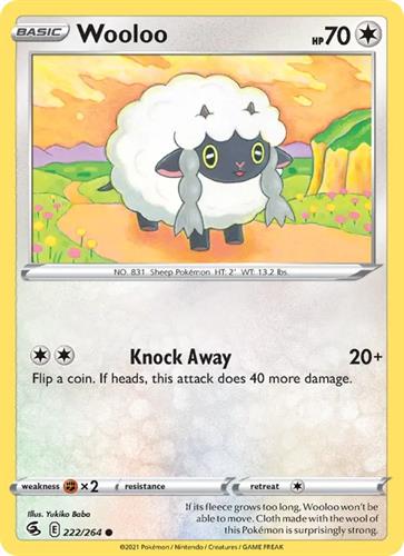 קלף בודד single פוקימון - wooloo - Fusion Strike - 222/264