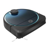 שואב שוטף רובוטי Hobot Legee 7 – רובוט שואב אחד אפור כהה עם תאורת לד כחולה ושתי מברשות בחזית