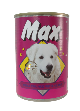 מזון שימורים מלא לכלבים MAX - לבבות 410 גרם