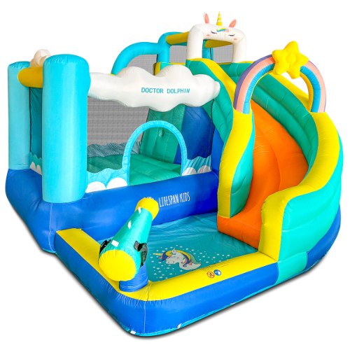מתקן מתנפח עם מגלשה חד קרן דגם  W73056T מבית Doctor Dolphin