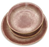 סט כלי אוכל פורצלן 18 חלקים Berlinger Haus Rose Gold BH10303 – שלוש צלחות פורצלן עגולות בגוון רוז גולד ושוליים מוזהבים