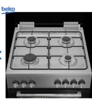 תנור משולב כיריים גז 60 ס"מ דגם FSE62123DXDSL בקו BEKO נירוסטה
