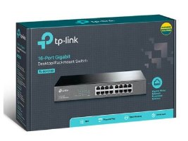 מתג שולחני TP-Link TL-SG1016D 16 Ports Gigabit 10/100/1000Mbps – אריזת המוצר עם תמונה של המתג