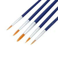 סט 5 מכחולים עגולים ידית כחולה