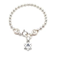תליון מגן דוד מכסף סטרלינג מלוטש על צמיד כדורים מעוצב - Cami Jewelry www.cami.co.il