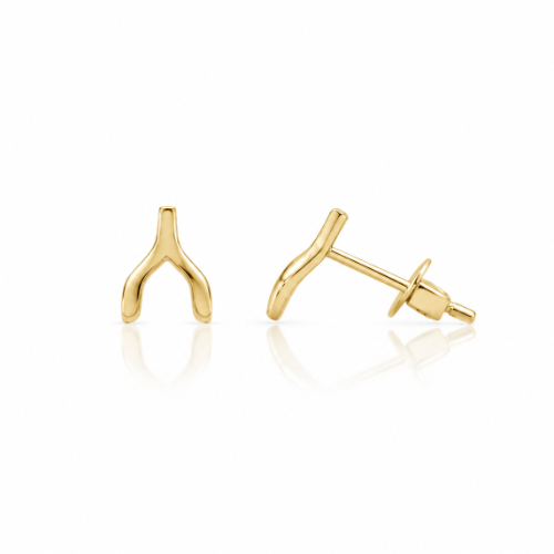 עגילי זהב WISHBONE
