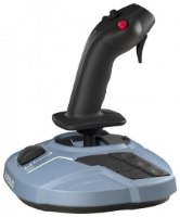 ג'ויסטיק טיסה Thrustmaster TCA SideStick Airbus Edition PC – ג ויסטיק אחד שחור עם בסיס כחול בהיר וכפתורים אדומים