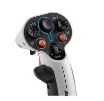 זוג בקרי טיסה Thrustmaster Sol-R 2 HOSAS Space Sim Duo PC – בקר טיסה בודד בצבע לבן ושחור עם כפתורים כתומים בחלקו העליון USB