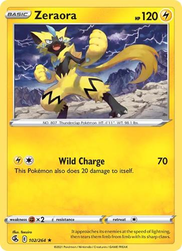 קלף בודד single פוקימון - zeraora - Fusion Strike - 102/264