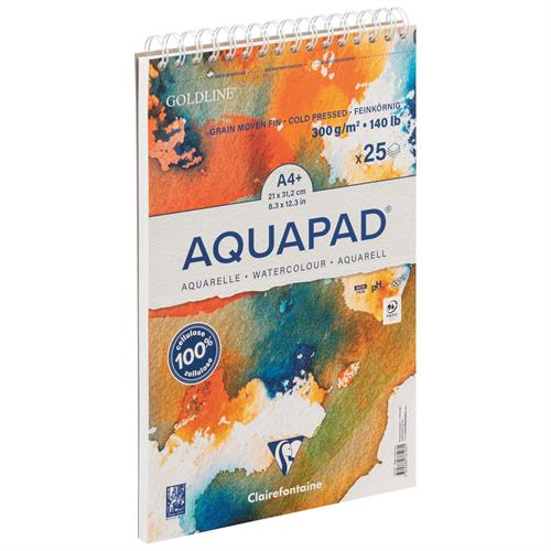 בלוק ציור ספירלה גולדליין AQUAPAD אקווה פד 25 דף 300ג' A4