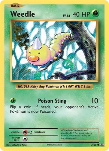 קלף בודד single פוקימון - weedle - Evolutions - 5/108