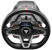 הגה מירוצים עם דוושות מגנטיות Thrustmaster T248P – פריט בודד הגה מירוצים שחור עם כפתורים מסך תצוגה ופס אדום בראשו