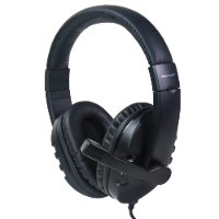 אוזניות למחשב Silver Line HS-009 with USB and Mic – יחידה שחורה בודדת עם מיקרופון מובנה מוצגת באלכסון על רקע לבן