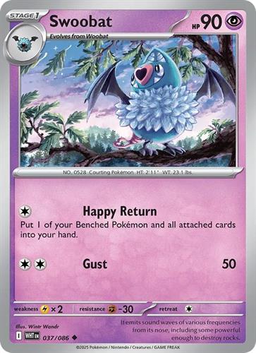 קלף בודד single פוקימון - swoobat - White Flare - 037/086