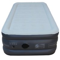 מזרן מתנפח ליחיד כולל משאבה צבע אפור Glamp GTSAB46 – מזרן מתנפח אפור-לבן במבט חזיתי אלכסוני