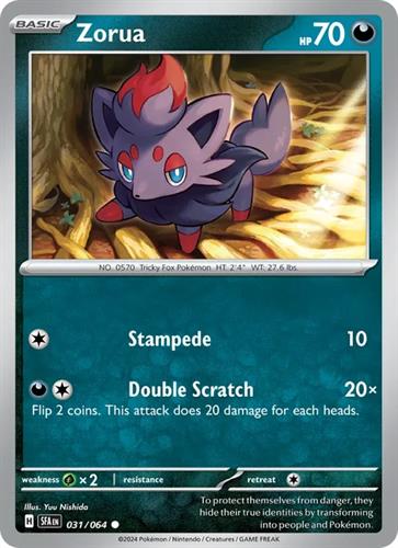 קלף בודד single פוקימון - zorua - Shrouded Fable - 031/064