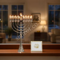 חנוכיה מכסף טהור דגם כליל -s