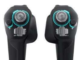 בקר ומצערת טיס Turtle Beach Velocity One Flight Universal PC/Xbox – שתי ידיות אחיזה שחורות עם כפתורים בצבע תכלת