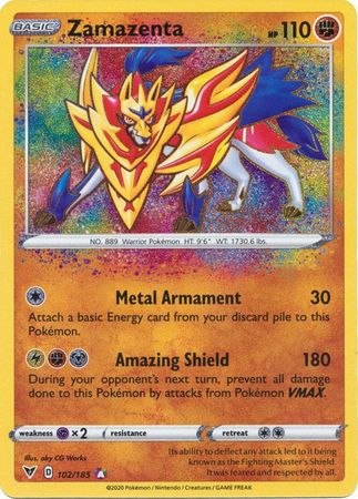 קלף פוקימון סינגל Zamazenta - 102/185 - Amazing Rare