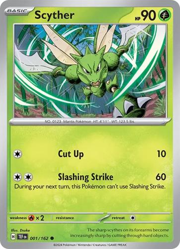 קלף בודד single פוקימון - scyther - Temporal Forces - 001/162