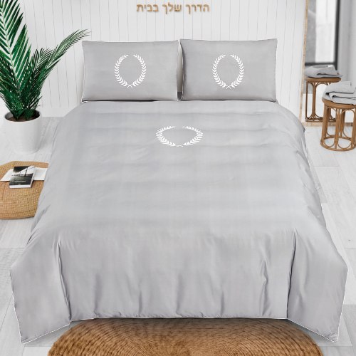 סט מצעים 100% כותנה בשילוב פייפינג רקום  - מגוון  מידות לבחירה