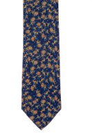 עניבה פרחים גדולים כחול צהוב כהה