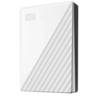 כונן 6TB צבע לבן Western Digital My Passport – פריט בודד בצבע לבן עם טקסטורת פסים אלכסוניים וצד אפור כהה