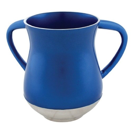 נטלה, כוס לנטילת ידיים, עשויה אלומיניום, בצבע כחול מט, מים אחרונים