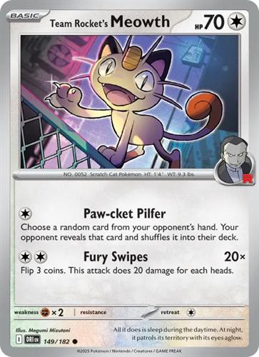 קלף בודד single פוקימון - team rocket's meowth - Destined Rivals - 149/182