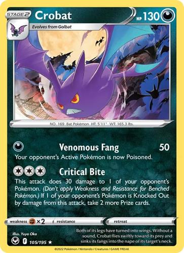 קלף בודד single פוקימון - crobat - Silver Tempest - 105/195